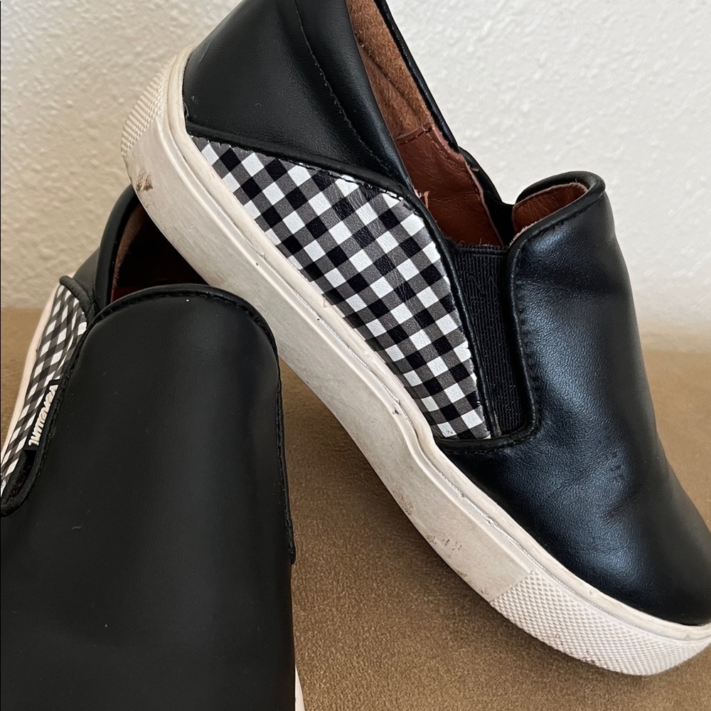 Venettini Black Leather Checkered Slip-Ons Unisex Size 10.5 - Picture 5 of 7